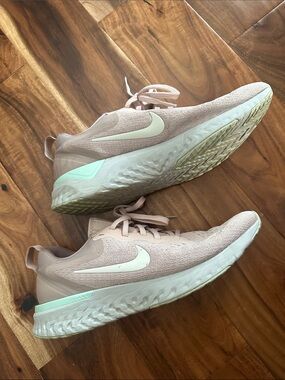Nike Women's React Odyssey Running Sneakers in Light Pink with Mint Trim